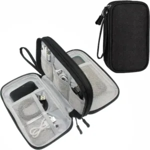 Electronic Organizer Storage Bag Waterproof Accessories Carry Case for USB Data Cable Earphone Wire & Power Bank ( black, OneSize )