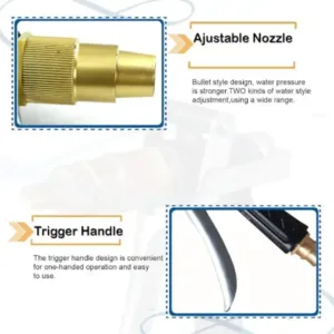 Durable Gold Plated Metal Trigger Hose Nozzle Spray Gun – Garden & Car Cleaning Tool ( default, Standard )
