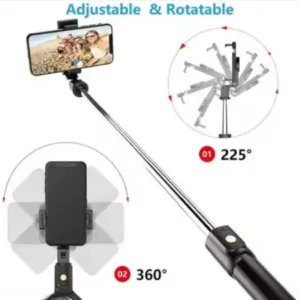 Bluetooth Expandable 3-in-1 Selfie Stick with Wireless Remote & Tripod Stand | Compatible with iPhone, iPad & Android. ( default, Standard )