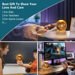 3D Crystal Ball Night Lamp with Solar System Design and Wooden Base ( default, OS )
