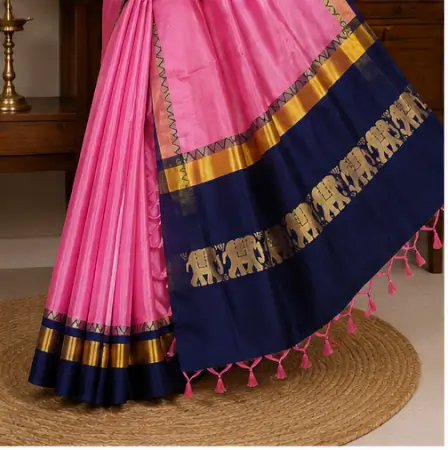 4YgOJHC8zzLmK3SdE8iwJ3IkQ9dlxjn1IISB4jCr.webp Elephant Design Cotton Silk Saree with Running Blouse Piece ( pink, Free Size )