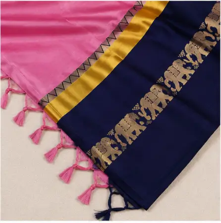 7yKvfohH0DorwTFrrHgwpzhyRfCU1cRjuqasBxlI.webp Elephant Design Cotton Silk Saree with Running Blouse Piece ( pink, Free Size )