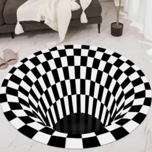 3D Optical Illusion Round Carpet – Non-Slip Geometric Area Rug for Living Room, Bedroom & Home Décor ( default, OS )