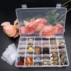 36 Grids Clear Plastic Organizer Jewelry Storage Box with Adjustable Dividers, Transparent Organizer Box (1pc) ( default, Standard ).