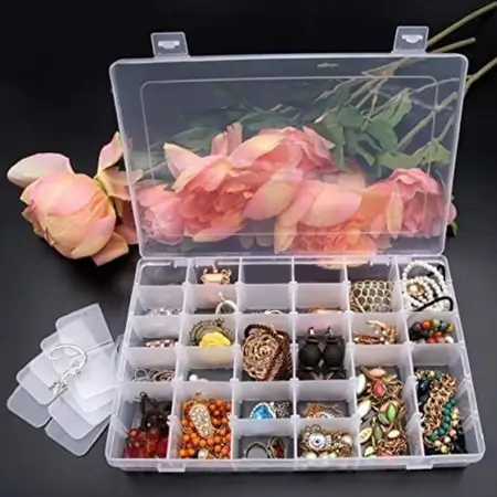 DkZqrzWZ8AVhksXhWXphR8ryZXjWhhvyykSPbbPY.webp 36 Grids Clear Plastic Organizer Jewelry Storage Box with Adjustable Dividers, Transparent Organizer Box (1pc) ( default, Standard ).