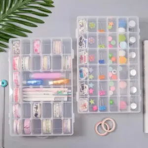 36 Grids Clear Plastic Organizer Jewelry Storage Box with Adjustable Dividers, Transparent Organizer Box (1pc) ( default, Standard ).