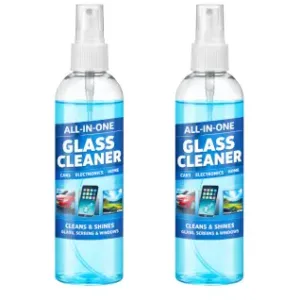 Pack of 2 All-in-One Glass Cleaner Spray | Multi-Surface Cleaner for Car Glass, Mirrors, Windows, Mobile Screens & Electronics ( default, Standard )