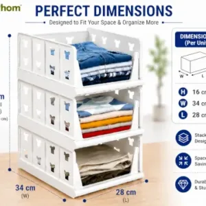 3 Layer Stackable Multifunctional Storage,for Clothes Foldable Drawer Shelf Basket Utility Cart Rack Storage Organizer Cart for Kitchen, Pantry Closet, Bedroom, Bathroom, Laundry(3 Layer 1 Pc