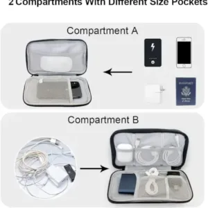Electronic Organizer Storage Bag Waterproof Accessories Carry Case for USB Data Cable Earphone Wire & Power Bank ( black, OneSize )