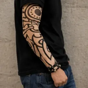 Fake Tattoo Printed Arm Sleeves – Stretchable UV Protection Arm Cover (4 Pairs) ( default, Standard )
