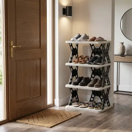 JWiFHI4mCh3ZJC2ONmNIPs64RNE2shEKzYo8k3mU.webp Multipurpose Foldable 4 Layer Storage Rack | Space Saving Kitchen | Foldable Countertop Storage Stand ( default, OS )