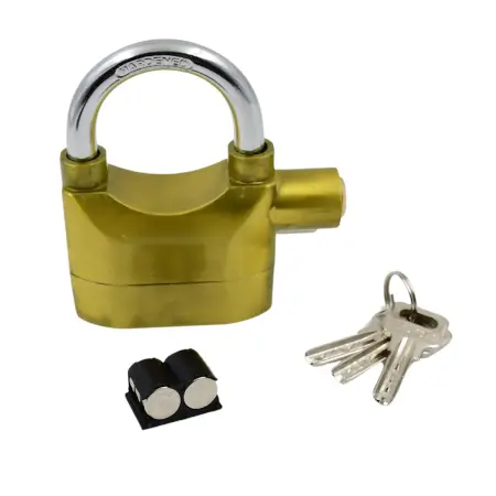 K9kFxinB8n2XuLeHTCT95JUryAkyUjls2u2dQJEE.webp Security Alarm Metallic Lock System with 3 Keys (1 Set / Mix Color) ( default, Standard ).
