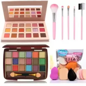 18 Color Eyeshadow & Makeup Brush Combo Kit – Multi Shade Set ( default, Standard )