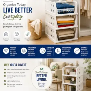 3 Layer Stackable Multifunctional Storage,for Clothes Foldable Drawer Shelf Basket Utility Cart Rack Storage Organizer Cart for Kitchen, Pantry Closet, Bedroom, Bathroom, Laundry(3 Layer 1 Pc