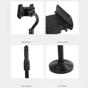 Adjustable 360 Rotation Universal Mobile Stand Holder for Desk & Bed (Black) - Compatible with All Smartphones ( default, Standard ).