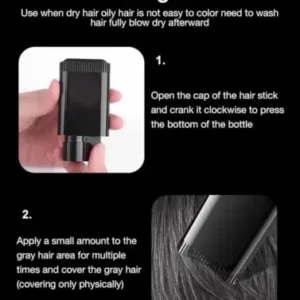 Instant Hair Color Touch Up Stick with Comb Applicator Temporary Root Cover for Grey Hair Waterproof Sweat Proof Hair Dye Stick for Men & Women (Black 20g) ( default, OS )