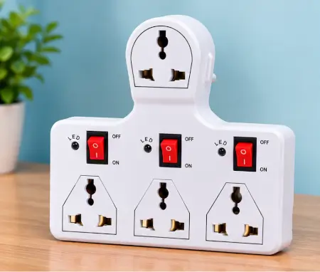 Yze3OpRmfy7KiGIshxjI6ycDHO8Xk8HSZ4tyKFc2.webp 4 Socket 3 Switch Multi Plug 6A – Universal Travel Extension Board with Safety Switches | 600W ( white, OS )
