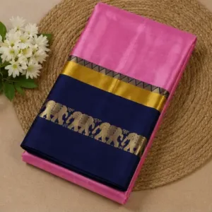 Elephant Design Cotton Silk Saree with Running Blouse Piece ( pink, Free Size )