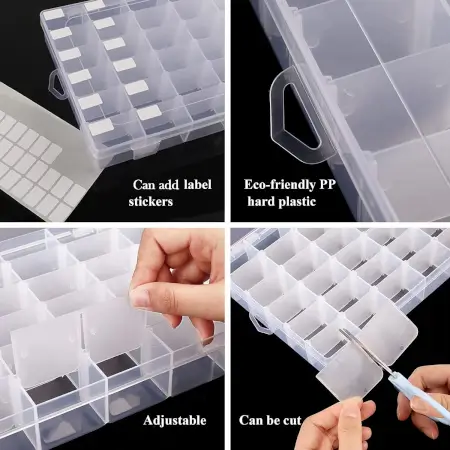 f0B1vGSpzVm6QXdUYu9dXeGJJCgAuap77OzHJXaV.webp 36 Grids Clear Plastic Organizer Jewelry Storage Box with Adjustable Dividers, Transparent Organizer Box (1pc) ( default, Standard ).