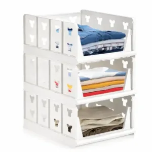 3 Layer Stackable Multifunctional Storage,for Clothes Foldable Drawer Shelf Basket Utility Cart Rack Storage Organizer Cart for Kitchen, Pantry Closet, Bedroom, Bathroom, Laundry(3 Layer 1 Pc