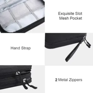Electronic Organizer Storage Bag Waterproof Accessories Carry Case for USB Data Cable Earphone Wire & Power Bank ( black, OneSize )