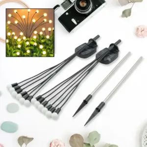 Solar Garden Lights, Solar - Powered Firefly Lamp, New Upgraded Solar Firefly Lights Outdoor Waterproof (2 PCS Set 12 LED (Warm Light)) ( default, Standard ).
