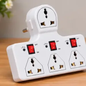 4 Socket 3 Switch Multi Plug 6A – Universal Travel Extension Board with Safety Switches | 600W ( white, OS )