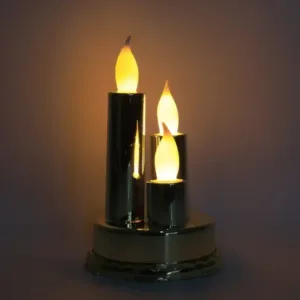 LED Flameless Triple Candle Lamp Golden Decorative Electronic Candle Light for Home Festival Diwali Decoration (1 Pc) ( default, Standard )