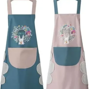 Women Waterproof Kitchen Apron with Pocket & Hand Wipe ( default, Standard )