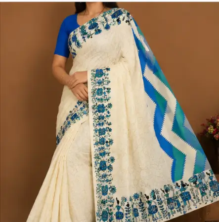 qAOnDlA6kYVoJgK0VF0baS6iUnB498YcZqh7jNiA.webp Silk Saree with Blouse, Khadi Silk Designer Printed Saree for Women, 1 Pc ( white, Free Size )