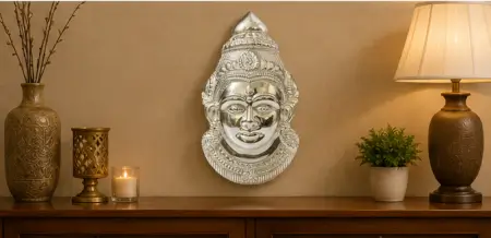tAQpx1OHTGfoXZGktUM6rLVkInpXzEWgtzo2SvUH.webp German Silver Lakshmi Mukut – Decorative Crown for Goddess Lakshmi Idol, Home Temple & Pooja Decoration ( default, OS )