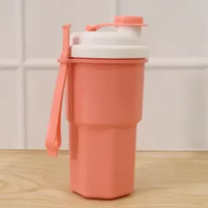 400ml Sports Water Bottle Shaker | Leakproof Flip Lid Gym Tumbler with Carry Strap ( default, OS )