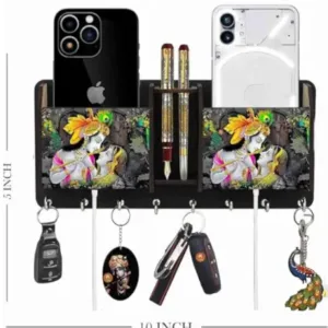 Combo Wooden Key Holder | Wall-Mounted Decorative Organizer for Home, Office & Bedroom | Black ( default, Standard )