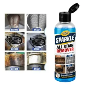 Pack of 2 Sparkle All Stain Remover Liquid | Powerful Kitchen Degreaser for Oil Stains, Gas Stove, Chimney, Grill & Tough Grease Cleaning ( default, Standard )