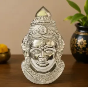 German Silver Lakshmi Mukut – Decorative Crown for Goddess Lakshmi Idol, Home Temple & Pooja Decoration ( default, OS )