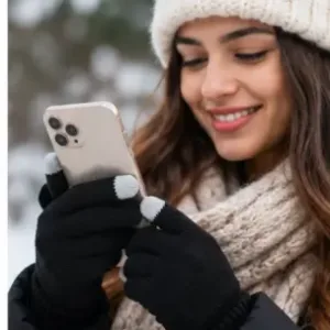 Men & Women Touch Screen Knitted Thermal Gloves – Anti-Slip Warm Driving & Running Gloves ( default, OS )