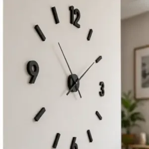 Unique 3D DIY Acrylic Wall Clock – Black Decorative Clock for Living Room ( default, OS )