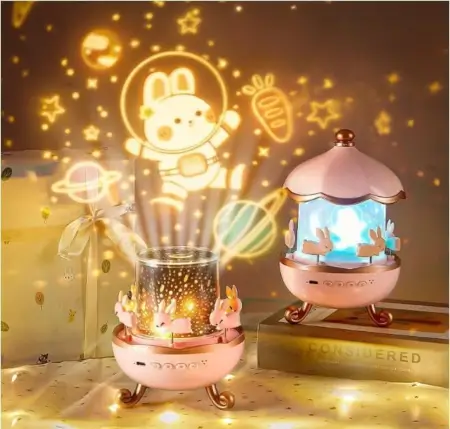 Be3jYiN3KXY5MR9zFPDkvyd51lZBZ8x7JCRD2TjQ.webp Galaxy Bunny Carousel Star Night Projector Lamp 360° Rotating LED Night Light with Music and 6 Projection Films USB Rechargeable Nursery Lamp for Kids Bedroom Decor ( default, OS )