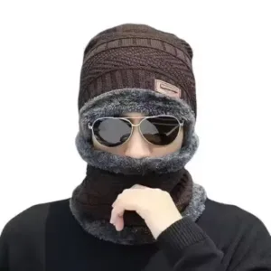 Stylish Unisex Woolen Cap with Muffler – Black Color, Modern & Classy Winter Wear. ( black, Standard )