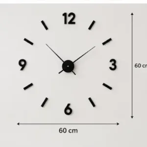 Unique 3D DIY Acrylic Wall Clock – Black Decorative Clock for Living Room ( default, OS )